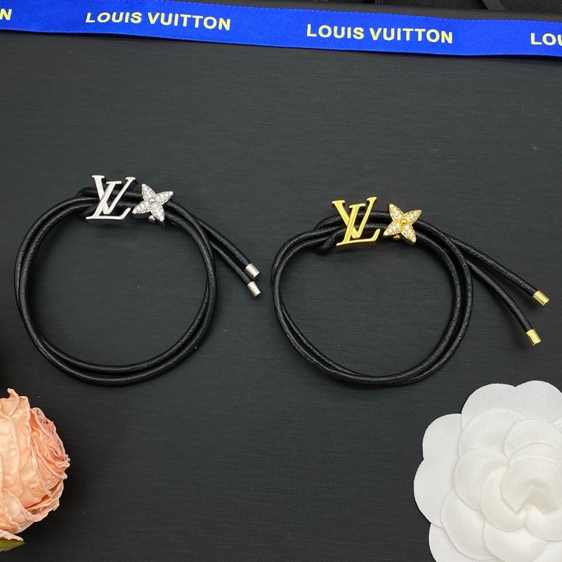 18K Louis Vuitton Black Chain Gold Bracelet