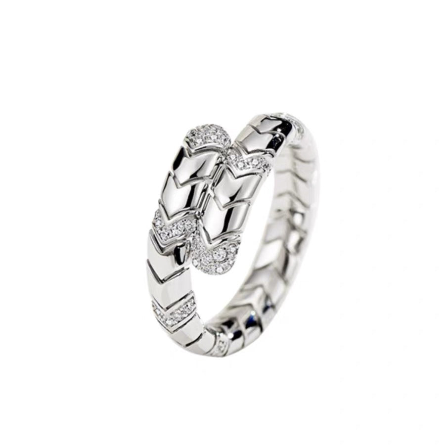 18K BVLGARI BV Serpenti Viper Pave Diamond Ring