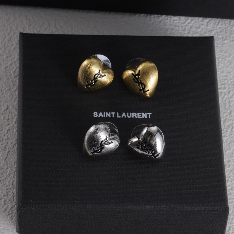 18K YSL Heart Gold Earrings