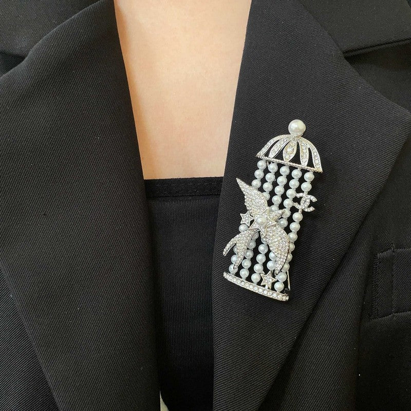18K Chanel Birdcage Diamond Brooch