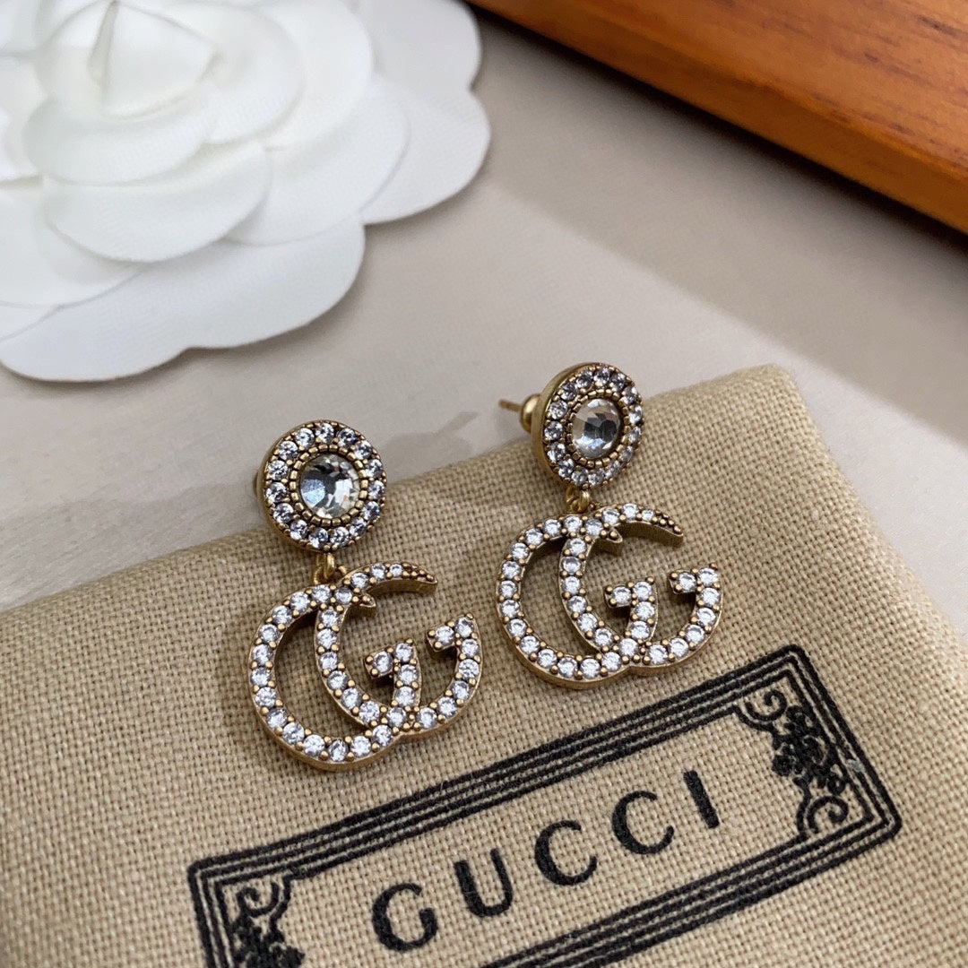 18K Gucci Crystal Pendant Earrings