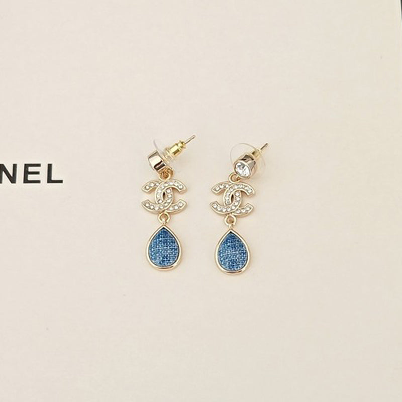 18K Chanel Blue Pendant Diamond Earrings