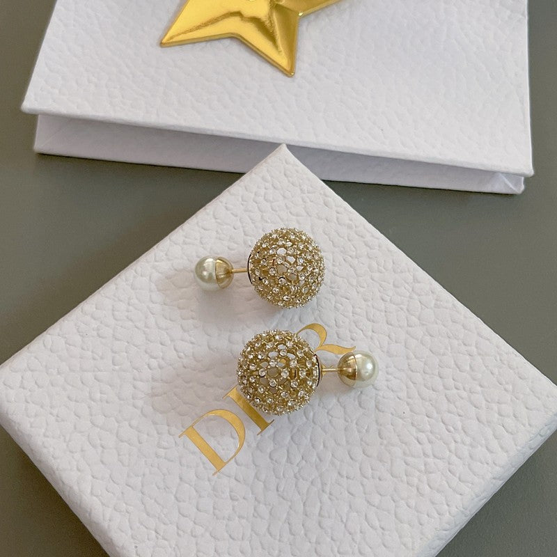 18K Dior Tribales Diamond Ball Earrings