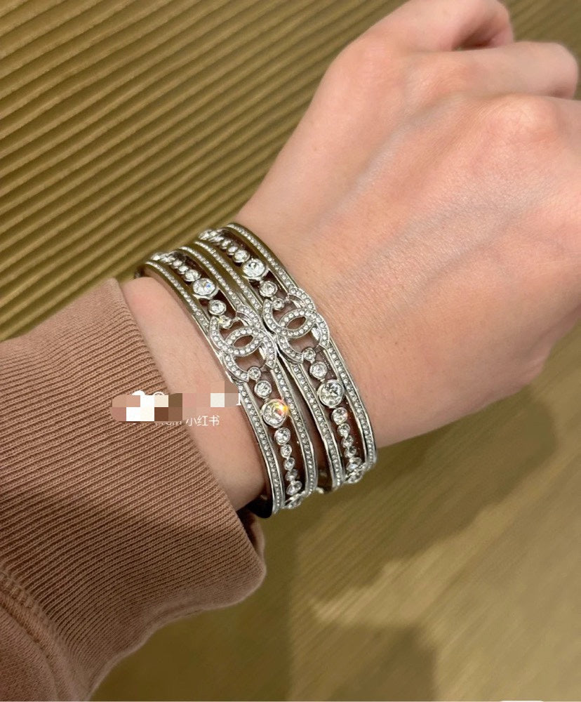 18K Chanel Cuff Crystals Open Bracelet