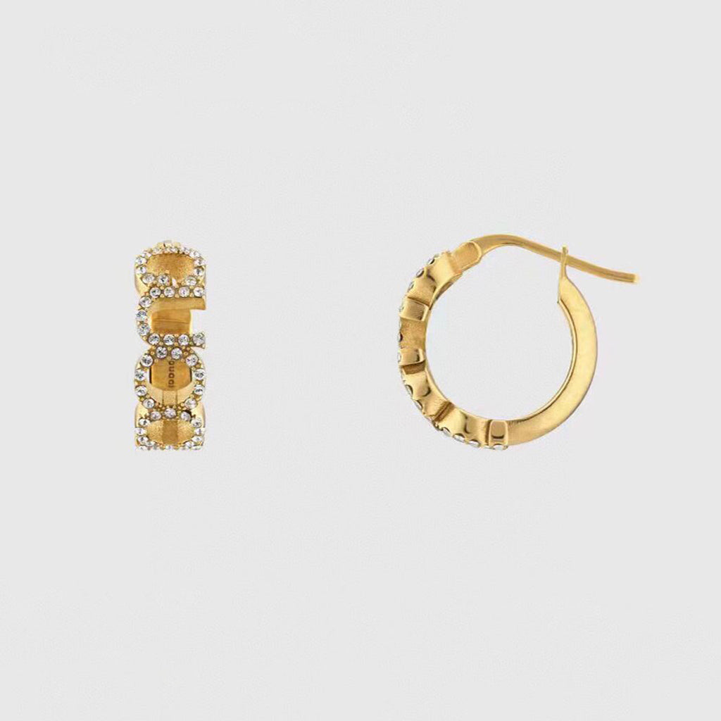 18K Gucci Embellished Script Letter Earrings