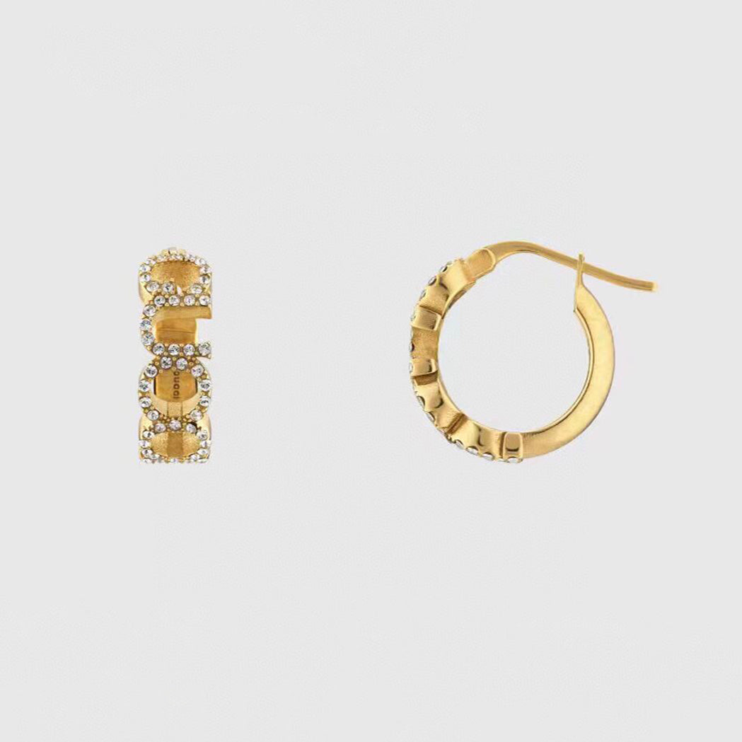 18K Gucci Embellished Script Letter Earrings