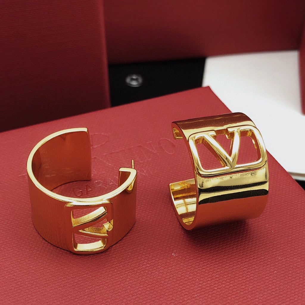 18K Valentino Vlogo Cuff Earrings