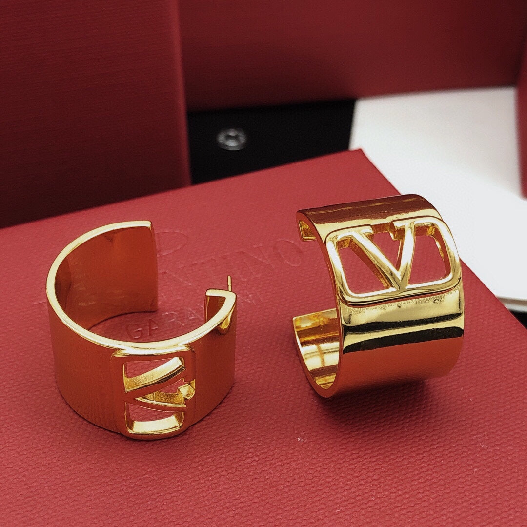18K Valentino Vlogo Cuff Earrings