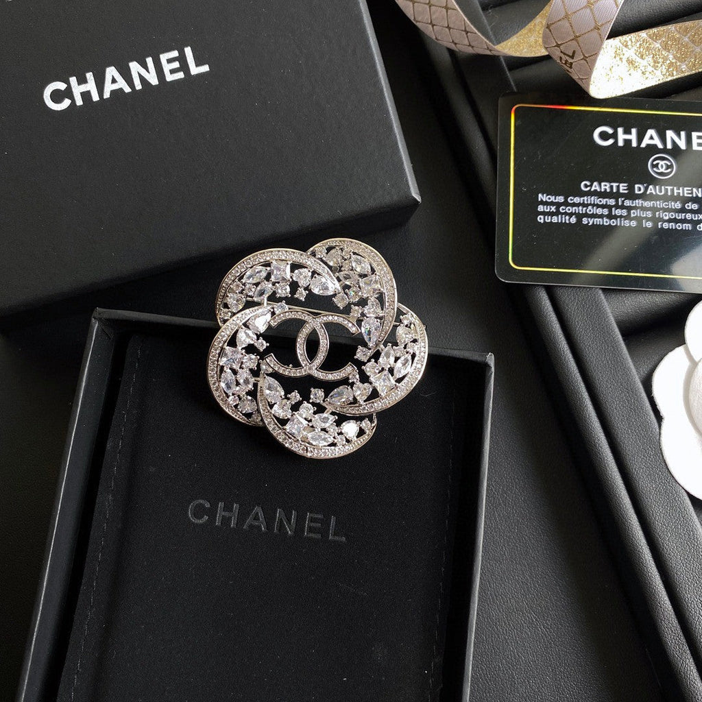 18K Chanel Camellia Diamond Brooch