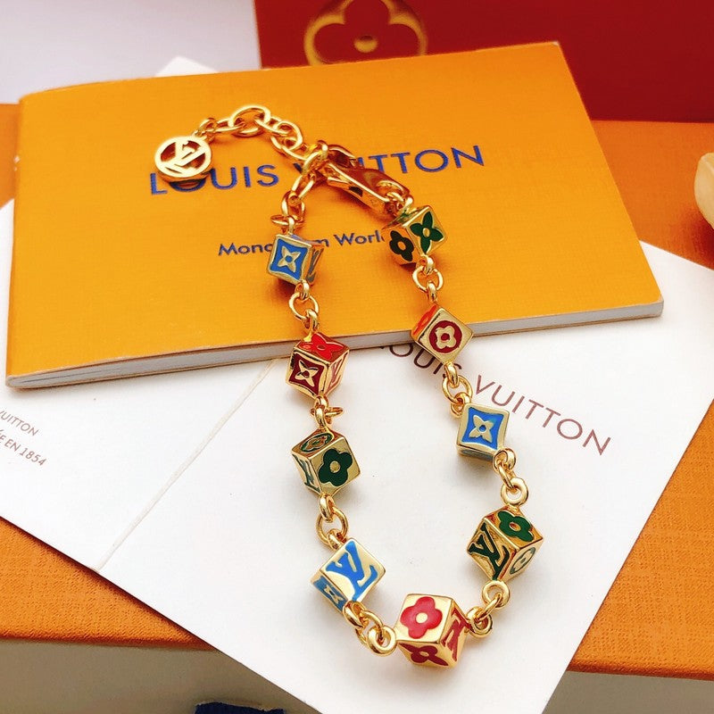 18K Louis Vuitton Color Dice Gold Bracelet