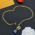 18K Louis Vuitton Blue & White Ball Gold Necklace