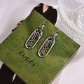 18K Gucci White Gold Script Earrings