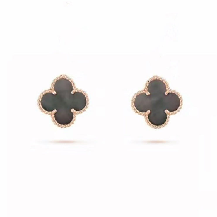 18K Van Cleef & Arpels Vintage Alhambra Grey Earrings
