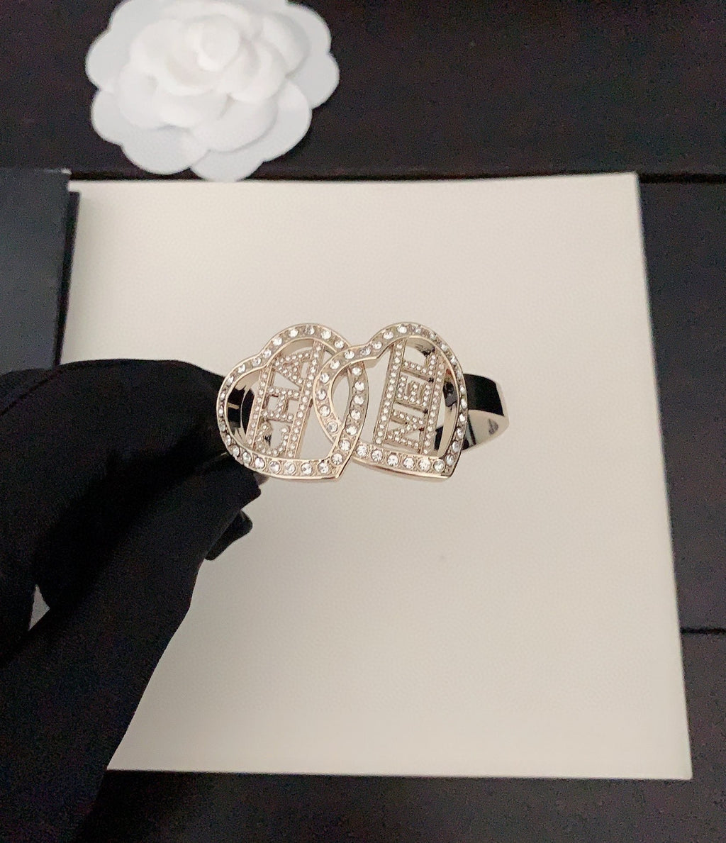 18K Chanel Crystals Heart Cuff Bracelet