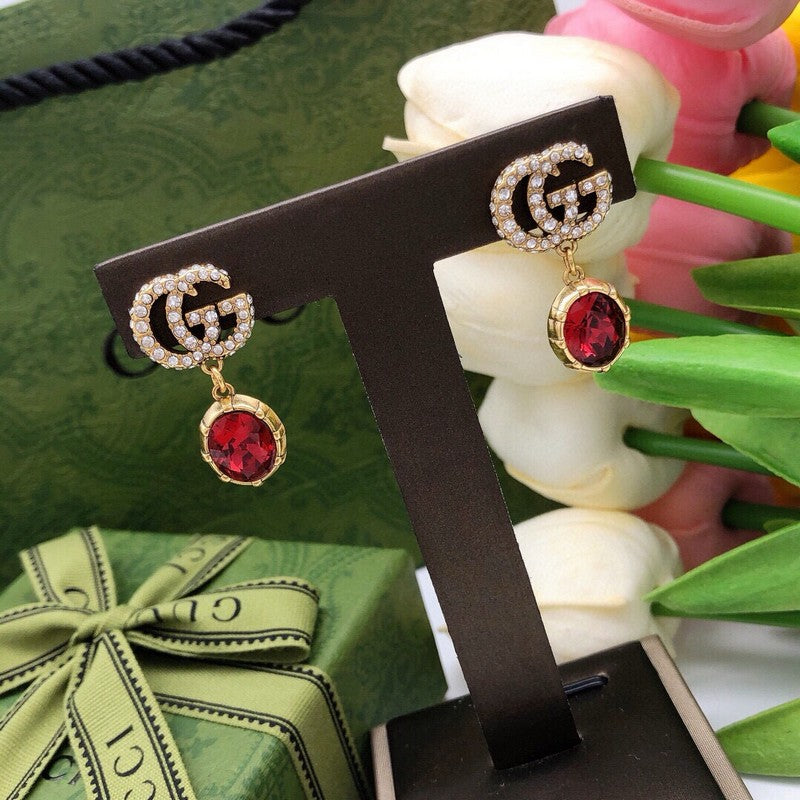 18K Gucci Red Crystal Earrings