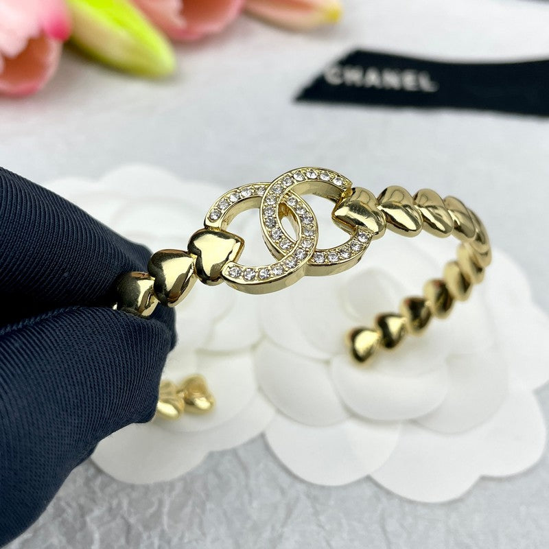 18K Chanel Diamond Heart Open Cuff Bracelet