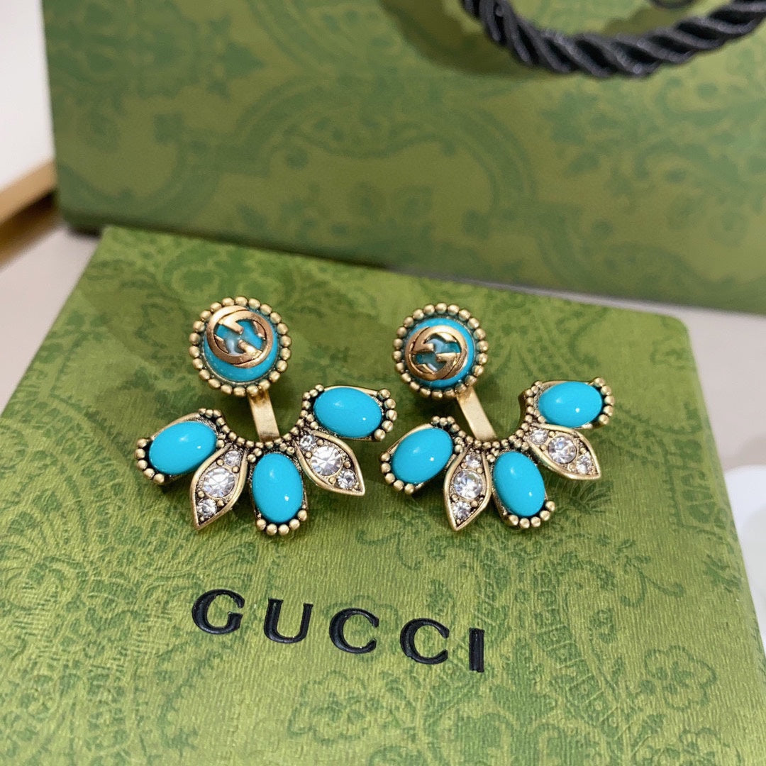 18K Gucci Blue Flowers Earrings