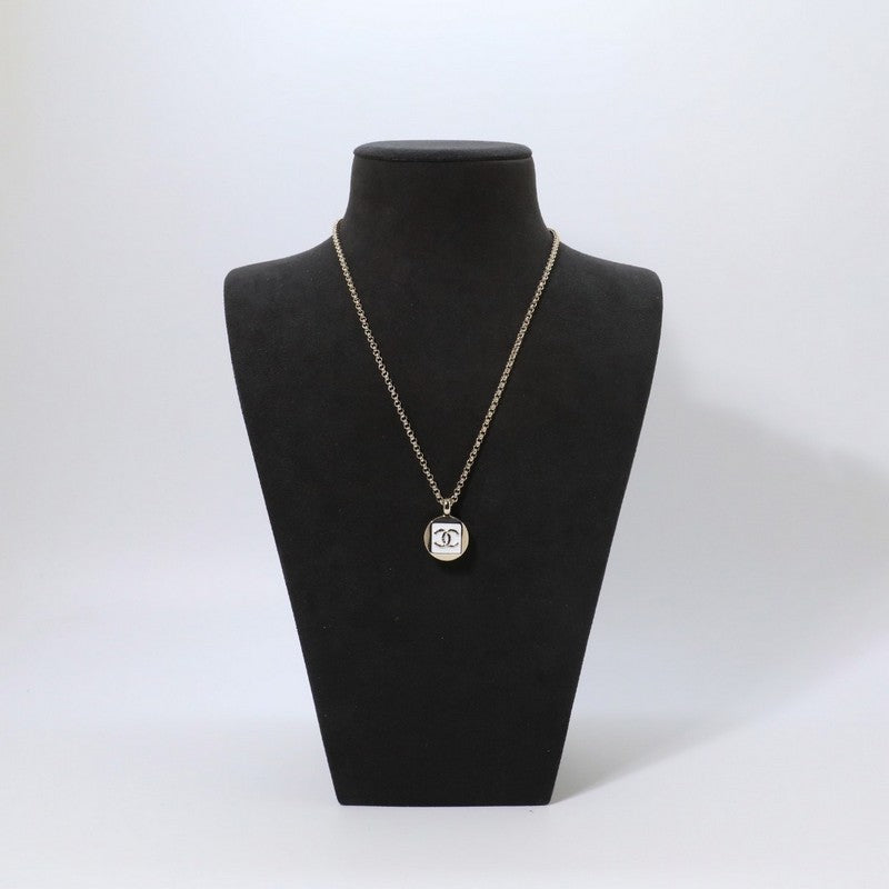 18K Chanel Black & White Logo Gold Necklace