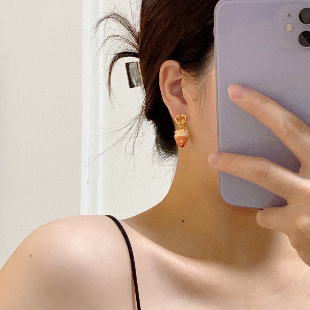 18K Gucci Strawberry Earrings