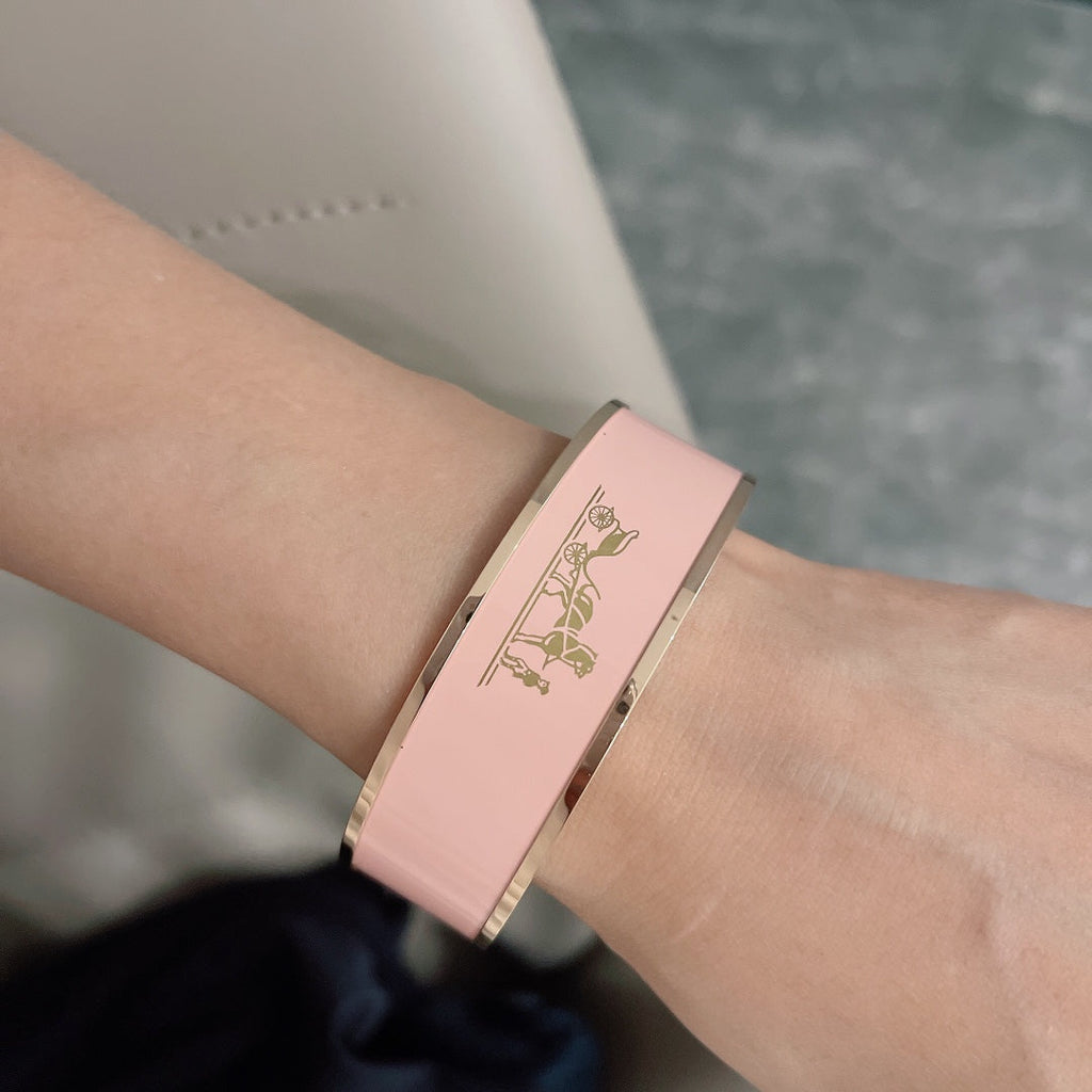 18K Enamel Wide Bangle Hermes Bracelet