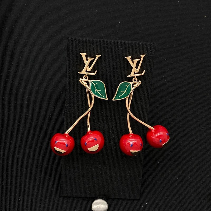 18K Louis Vuitton Cherry Pendant Earrings