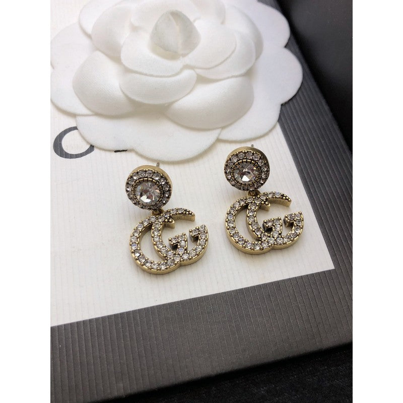 18K Gucci Crystal Pendant Earrings
