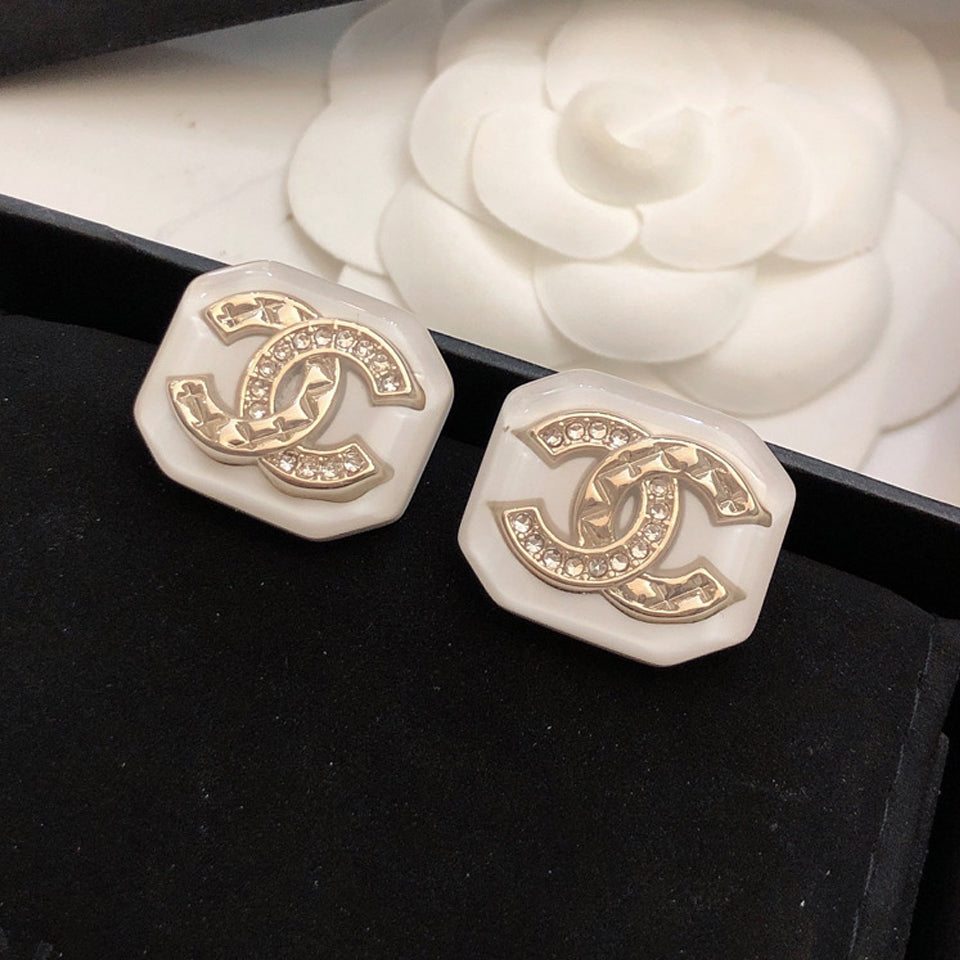 18K Chanel Resin Earrings