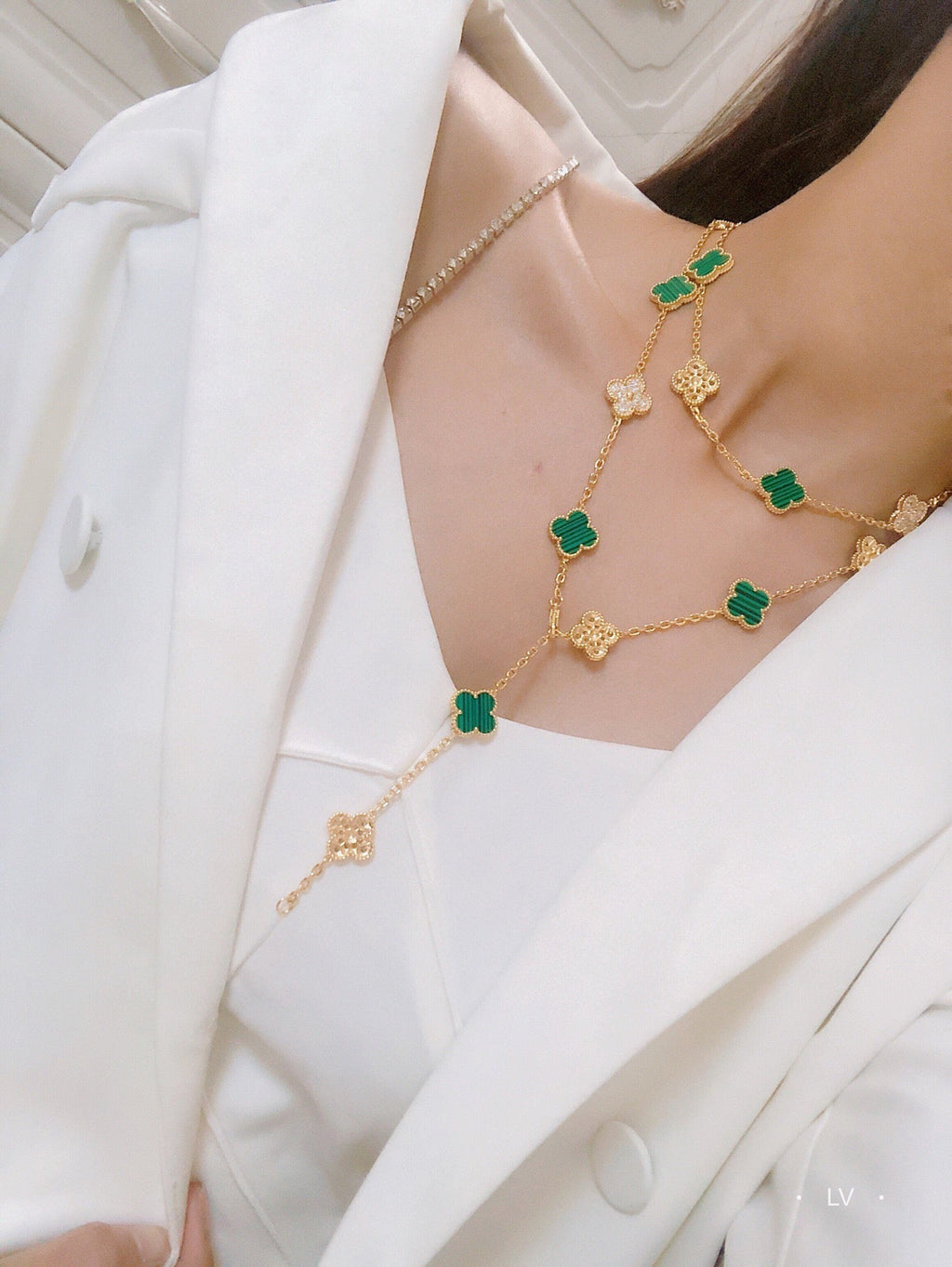 18K Van Cleef & Arpels Vintage Alhambra 20 Motifs Long Clover Necklace