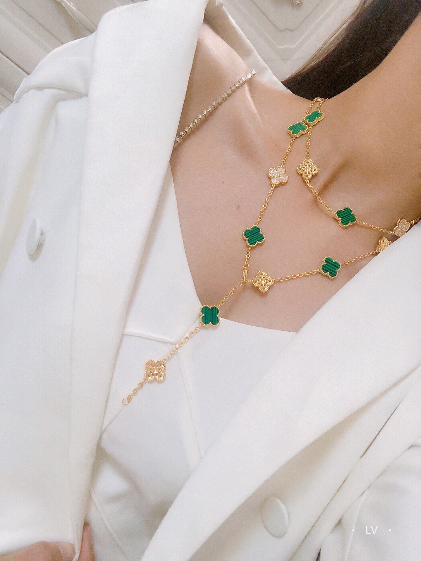 18K Van Cleef & Arpels Vintage Alhambra 20 Motifs Long Clover Necklace