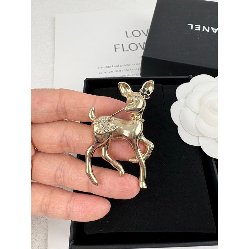 18K Chanel Deer Gold Brooch