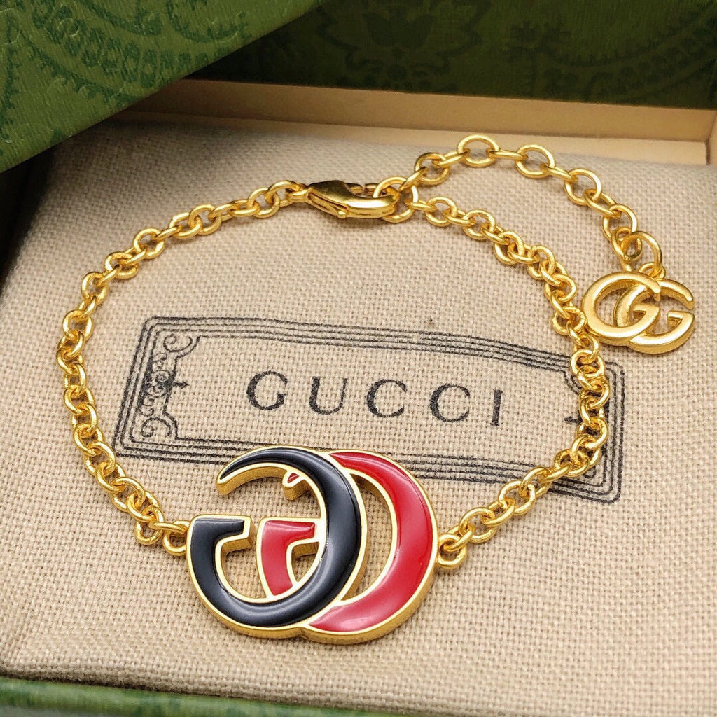 18K Gucci Pink & Black Logo Bracelet