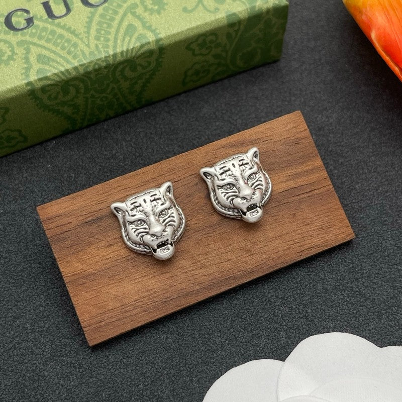 18K Gucci Tiger Head Gold Earrings