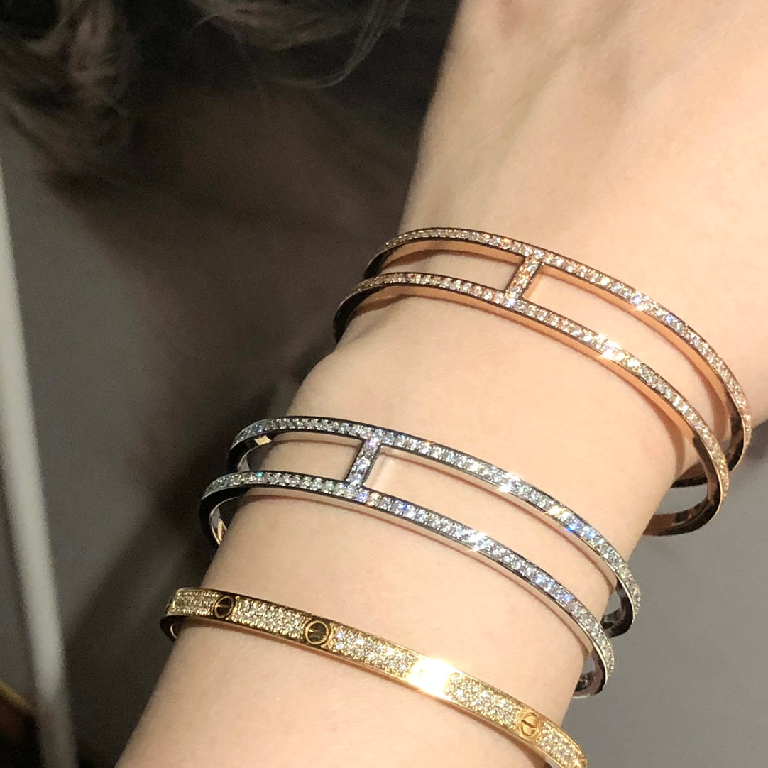 18K Ever Cuff Diamond Hermes Bracelet
