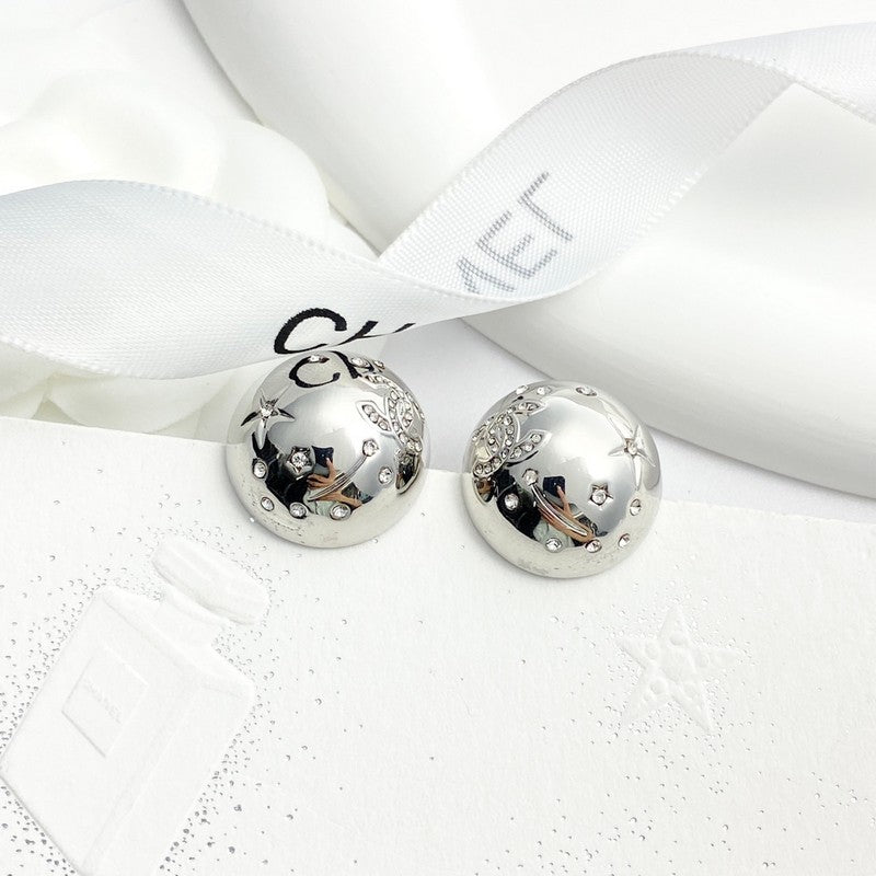 18K Chanel 24C Star Round Gold Earrings