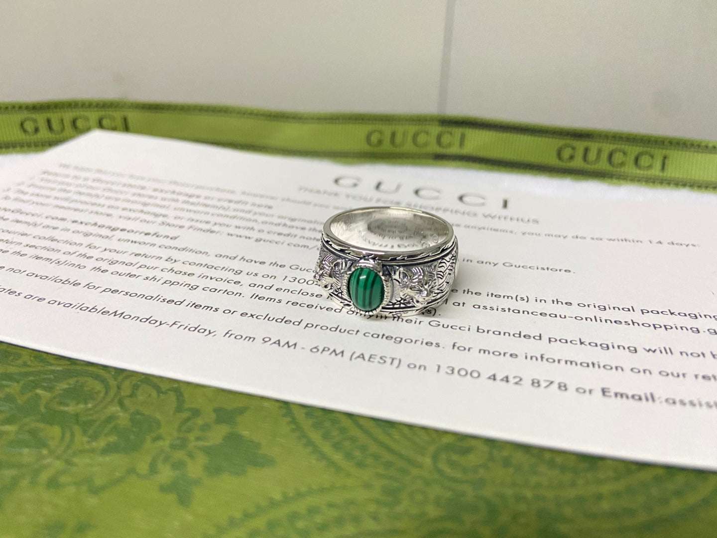 Gucci Feline Garden Green Ring