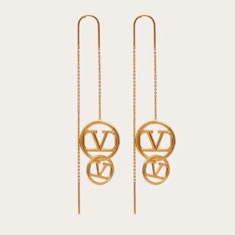 18K Valentino Vlogo Long Earrings