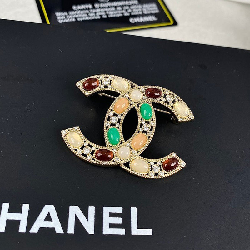 18K Chanel Color Crystal Diamond Brooch