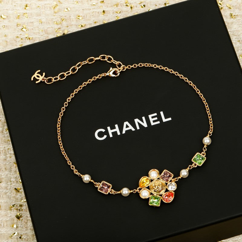 18K Chanel 26C Color Crystal Flower Bracelet