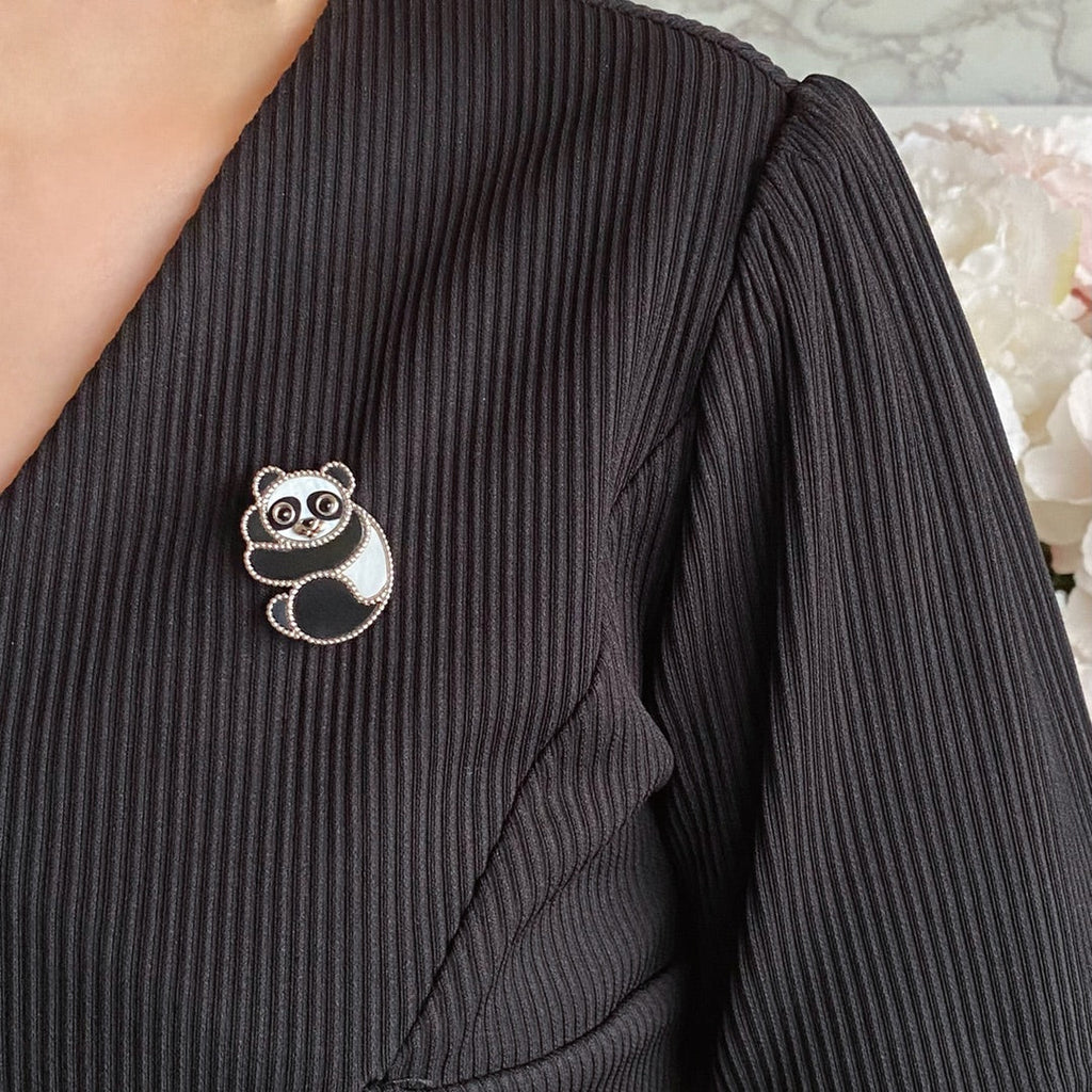 18K Van Cleef & Arpels Lucky Animals Panda Clip Brooch