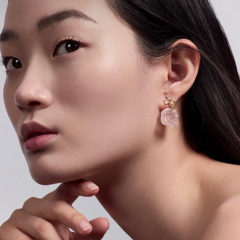 18K Dior Pink Flower Earrings