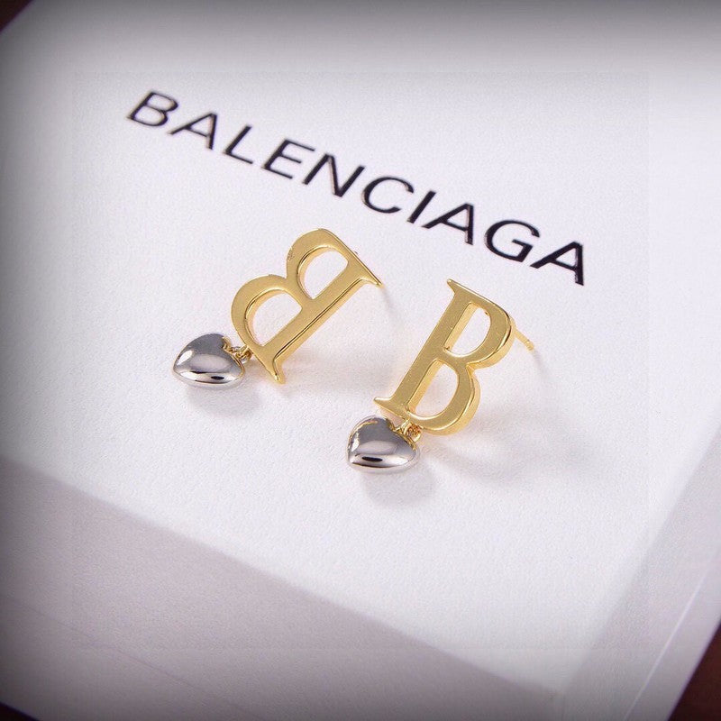 18K Balenciaga Heart Drop Earrings