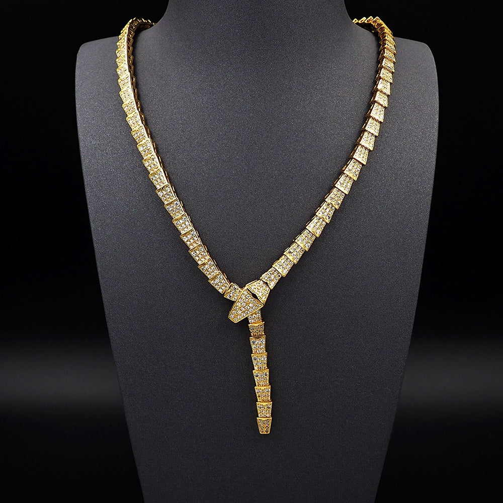 18K BVLGARI BV Serpenti Viper Full Pave Diamonds Necklace
