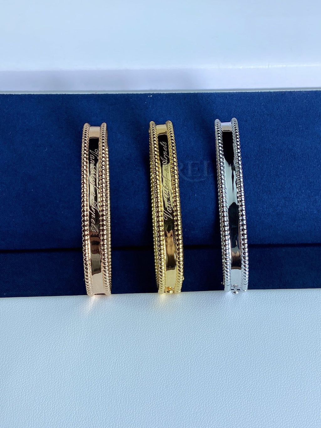 18K Van Cleef & Arpels Rose Gold Perlee Signature Bracelet