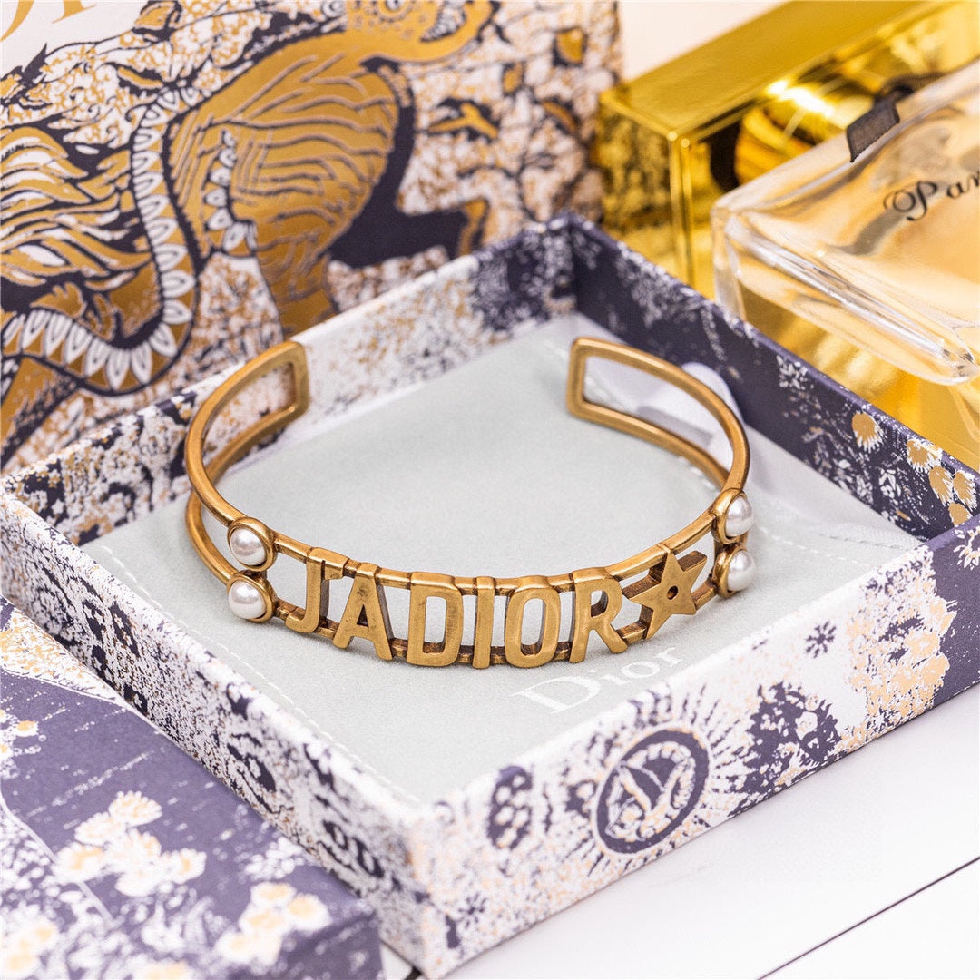 18K Dior J'Adior Pearls Open Cuff Bracelet