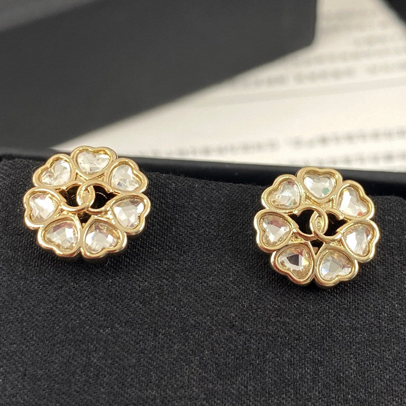 18K Chanel 25B Heart Crystal Earrings
