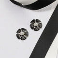 18K Chanel Black & Pink Camellia Earrings