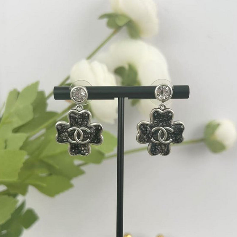 18K Chanel Black Four-Leaf Clover Earrings