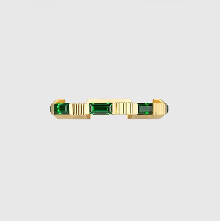 18K Gucci Link To Love Tormaline Green And Diamond Ring