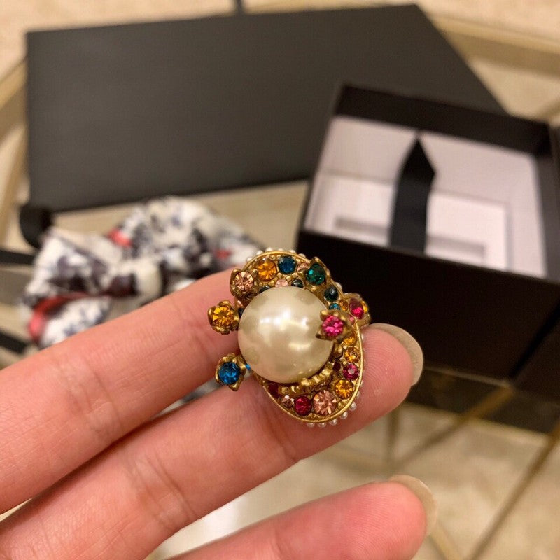 18K Gucci Multistone Pearl Ring