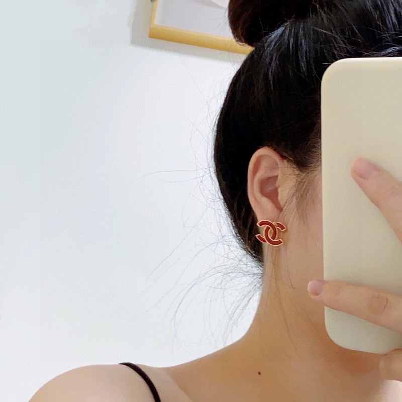 18K Chanel Red Earrings